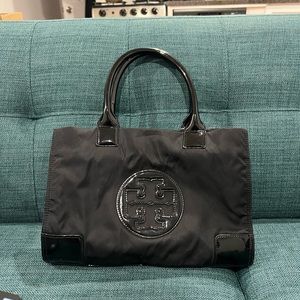 Tory Burch Ella patent Nylon Mini Tote
